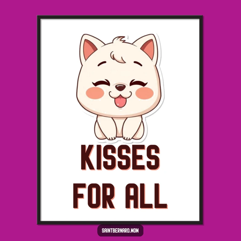 Funny Slobbery Kiss Character Poster: Grinning Wall Art, Unique Funny Gift