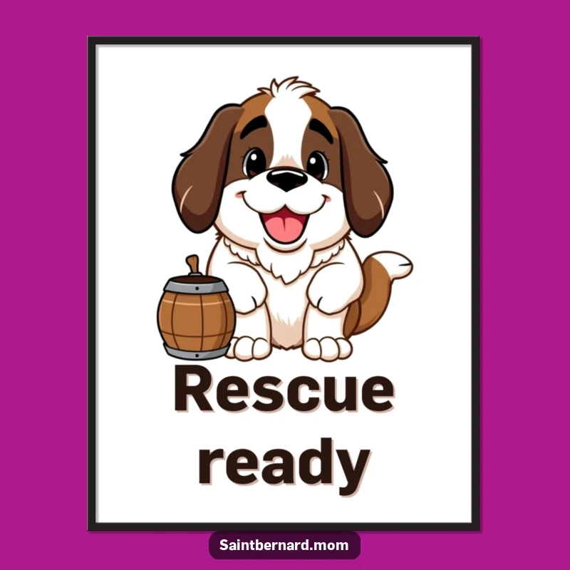 Funny Saint Bernard Poster: Cheerful Saint Bernard Grin - Charming Funny Gift for Decor!