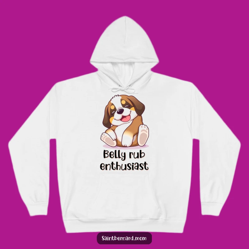 Cozy Funny Saint Bernard Puppy Belly Rub Hoodie - Warm Goofy Dog Gift