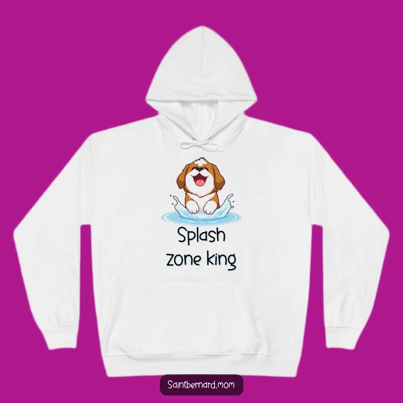 Cozy Funny Saint Bernard Hoodie: Happy Saint Bernard Water Play - Ideal Funny Gift!