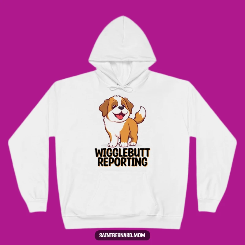 Cozy Funny Saint Bernard Wiggle Hoodie: Happy Dog's Joyful Shake - Warm Gift
