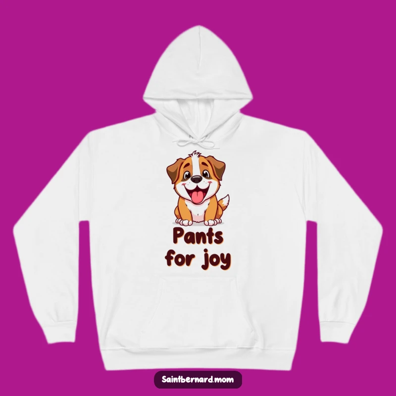 Funny Excited Saint Bernard Panting Hoodie - Cozy Energy & Fun!