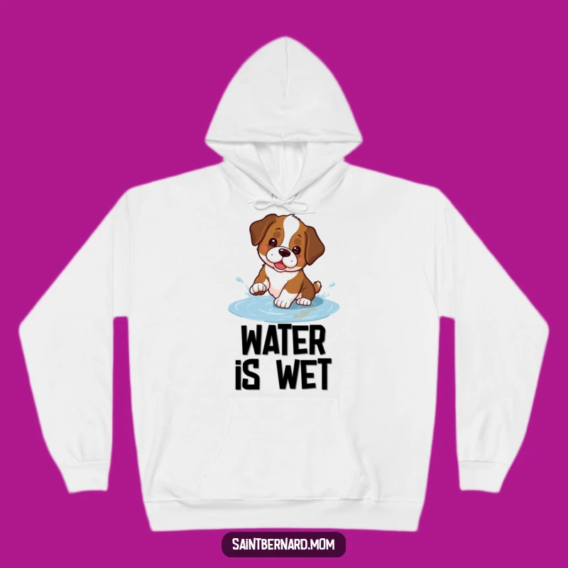 Funny Kawaii Saint Bernard Hoodie - Playful Puddle Splash Sweatshirt Gift