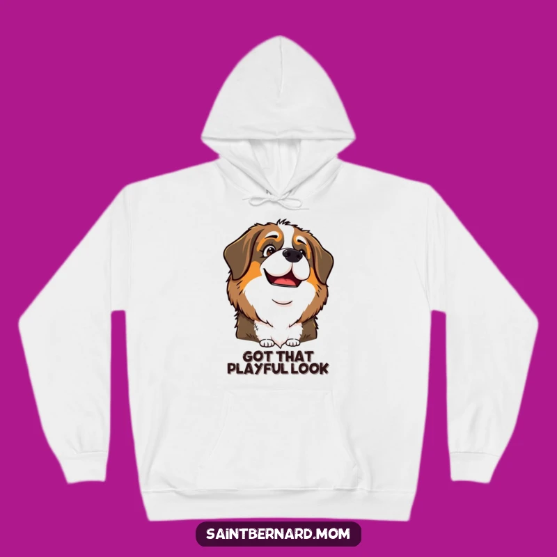 Cozy Funny Saint Bernard Lady Hoodie: Playful Glint, Warm & Humorous