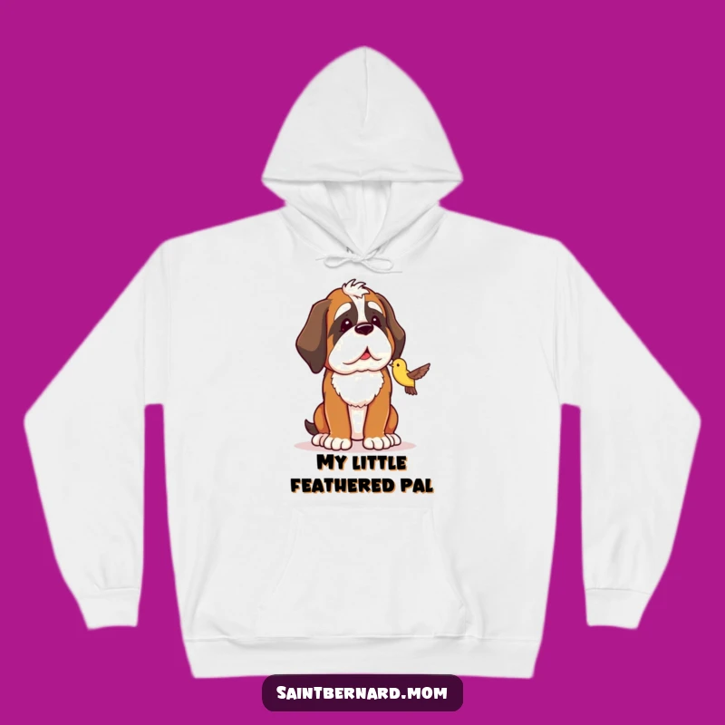 Cozy Funny Saint Bernard Hoodie - Bird Protector - Warm Dog Gift