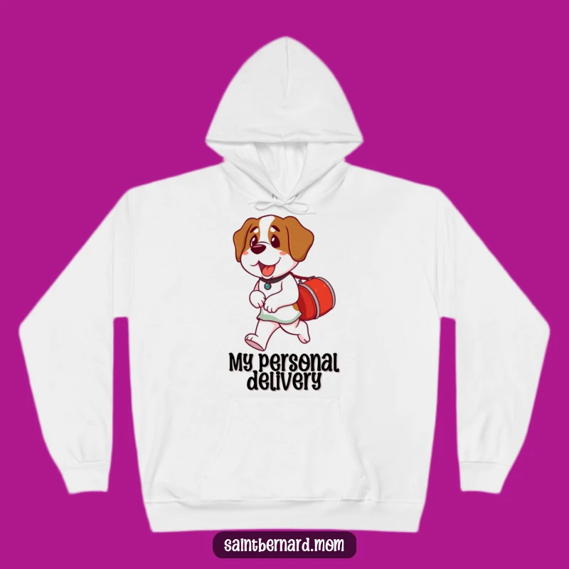 Funny Saint Bernard Lady Hoodie: Cozy Barrel Carrier, Great Dog Gift