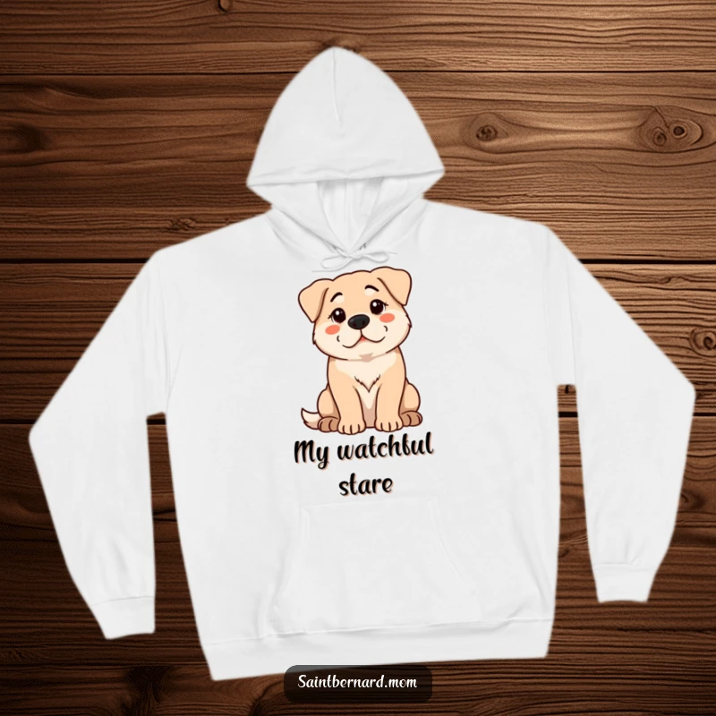 Funny Hoodie: A large dog sits with a calm, protective demeanor, intently watching over its surroundings with vigilance.
