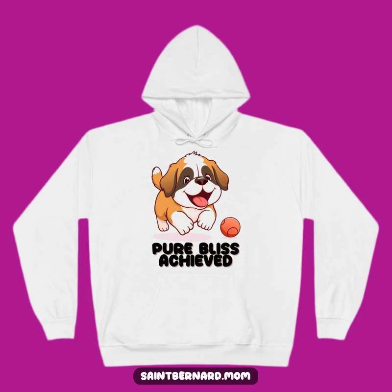 Funny Saint Bernard Joyful Ball Chase Hoodie - Cozy Dog Lover Apparel