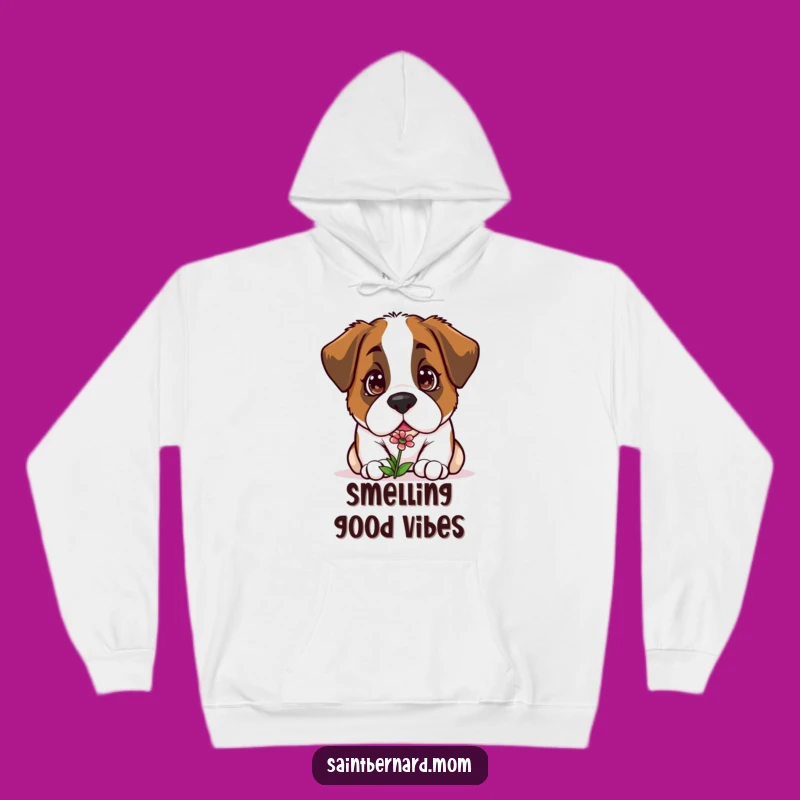 Funny Kawaii Saint Bernard Hoodie: Cozy Curiosity, Flower Sniffing Comfort