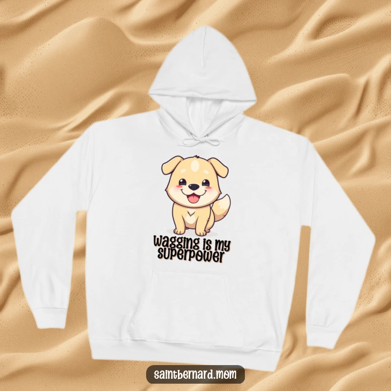 Funny Hoodie: A massive, friendly dog is captured mid-wag, its happy tail a symbol of pure, infectious canine glee.