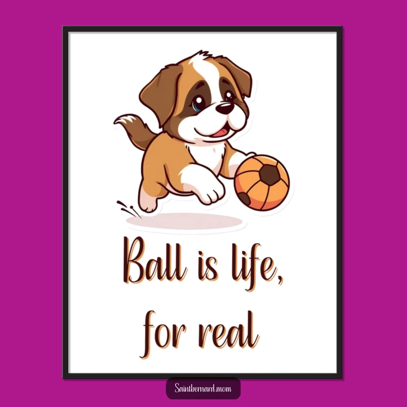 Free Printable Kawaii St Bernard Wall Art: Determined Chase Downloadable Decor