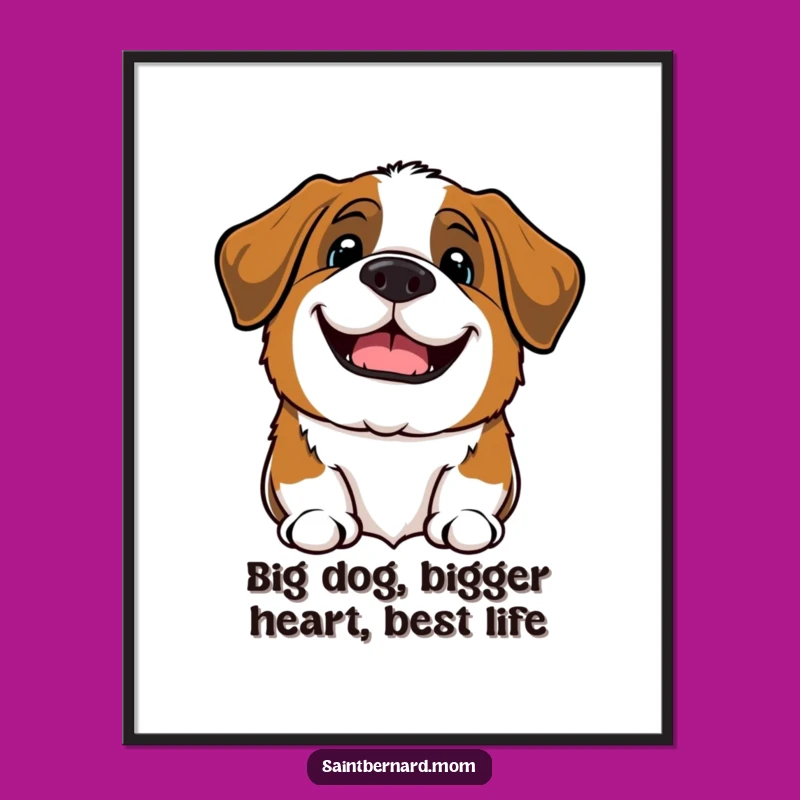 Free Printable Wall Art: Happy Saint Bernard Barking - Funny Downloadable Art