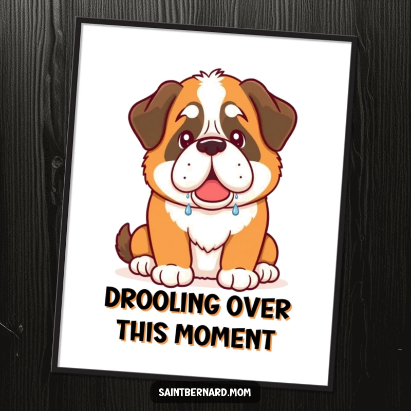 Funny Free Printable Wall Art: A charming Saint Bernard dog with a signature warm, friendly drool, ready to brighten any room.