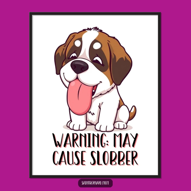 Free Printable Kawaii St Bernard Wall Art: Slobbery Lick Downloadable Decor