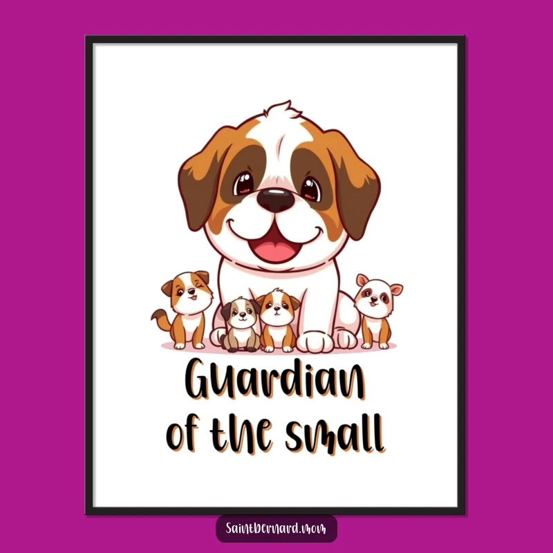 Free Printable Saint Bernard Wall Art: Funny Dog Protector Downloadable Art Decor