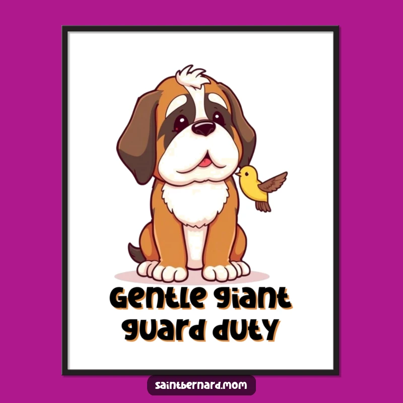 Free Printable Saint Bernard Wall Art: Protective Love - Funny Dog Decor Downloadable