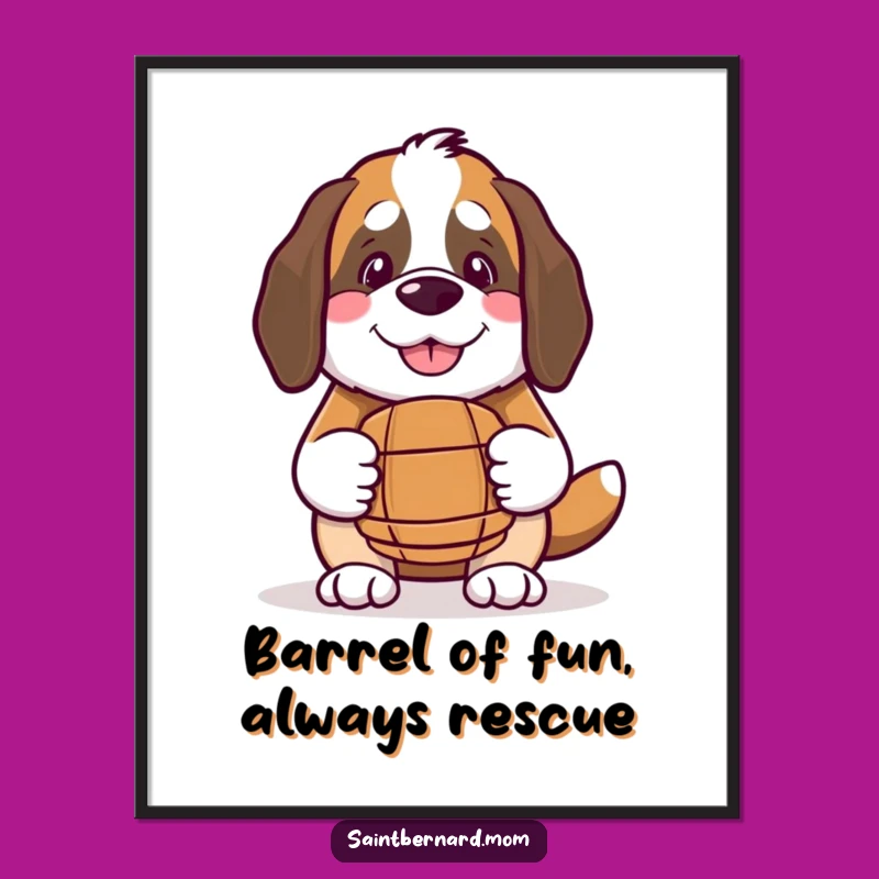 Free Printable Wall Art: Kawaii Saint Bernard Benevolent Smile Downloadable Art
