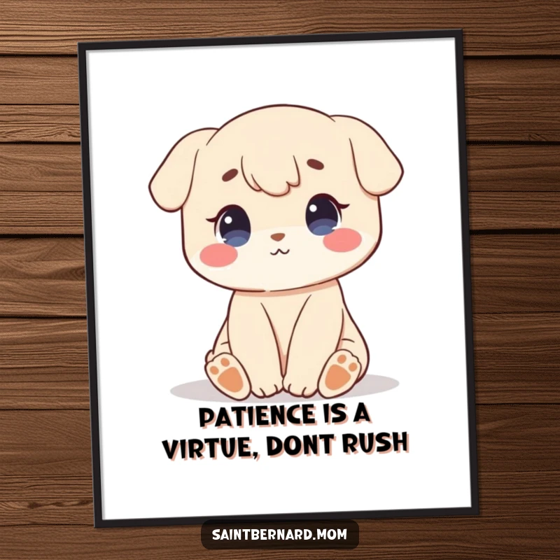 Funny Free Printable Wall Art: A character sitting patiently, radiating a sweet, calm, and peaceful demeanor, inviting serenity.