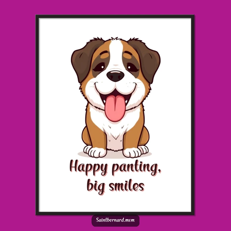 Funny Free Printable Wall Art: Joyful Saint Bernard Lady Downloadable Decor