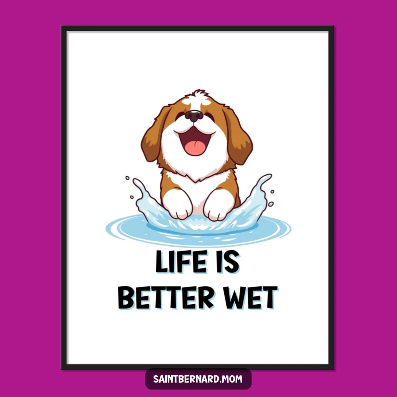 Free Printable Saint Bernard Wall Art: Playful Dog Art Downloadable Decor