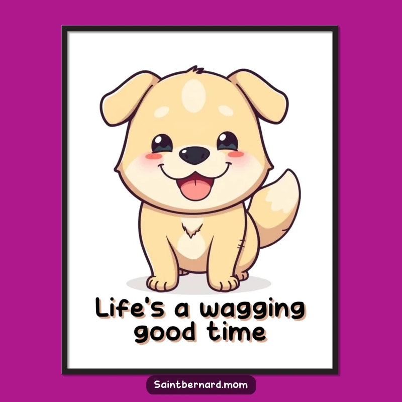 Free Printable Wall Art: Massive Happy Dog Wagging Tail, Joyful Canine Decor Downloadable