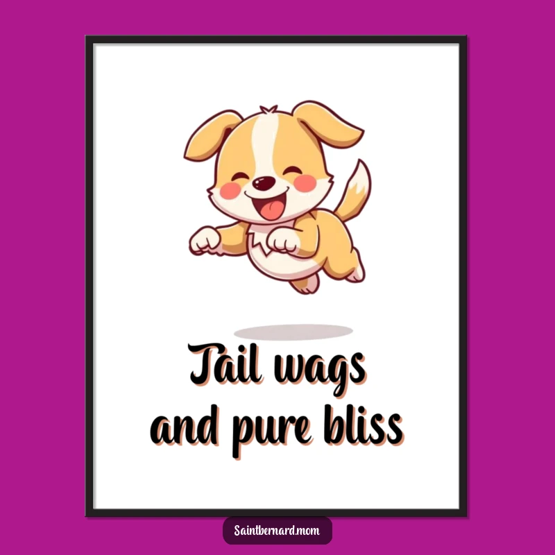 Free Printable Wall Art: Joyful Bounding Dog, Humorous Downloadable Art for Dynamic Spaces!