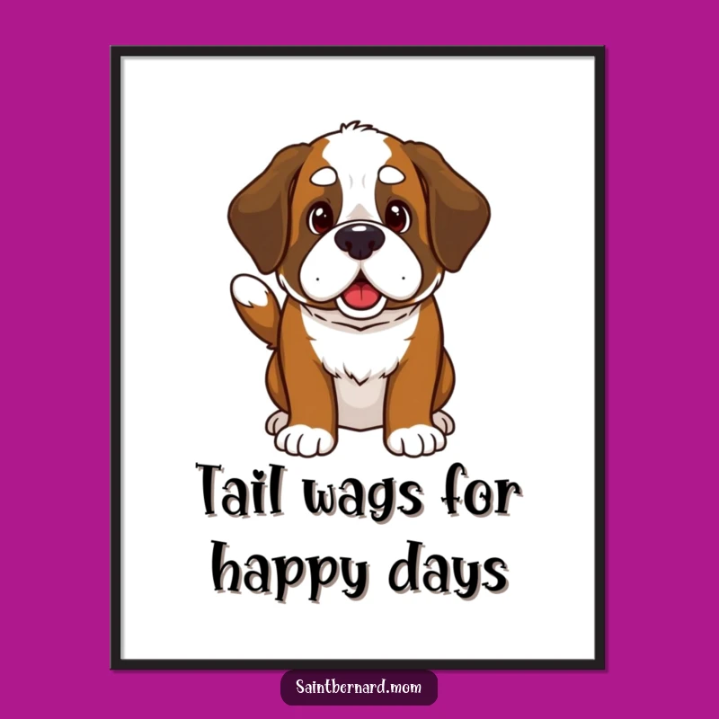 Funny Free Printable Wall Art: Kawaii Saint Bernard Wagging Tail