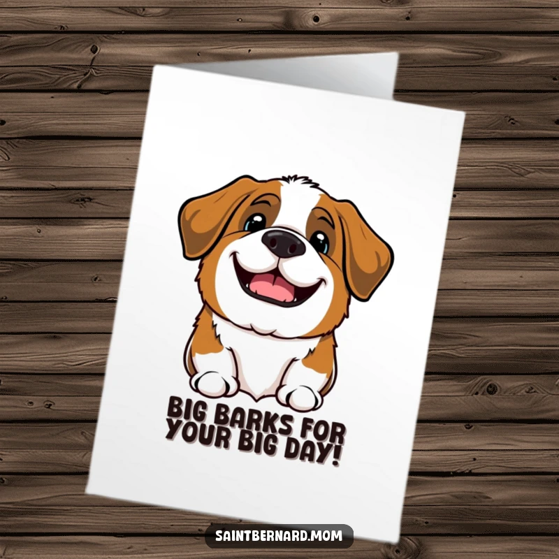 Funny Free Printable Birthday Card: Kawaii Saint Bernard offers a hearty bark and welcoming grin, ready to celebrate your special day with gusto.