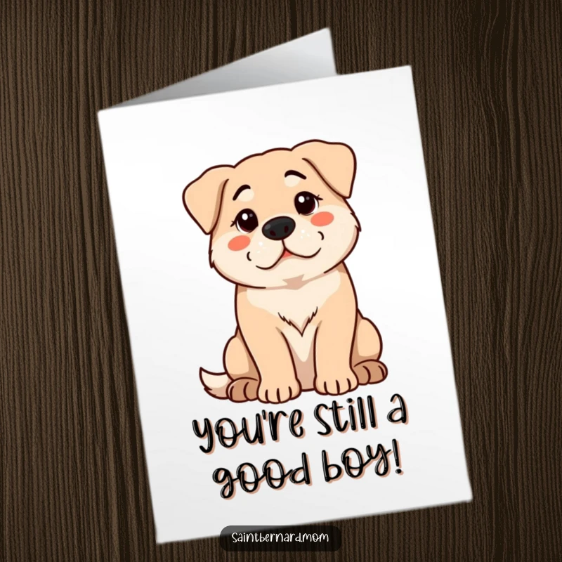 Funny Free Printable Happy Birthday Card: A large dog sits calmly, its protective gaze watching intently, sending birthday cheer.