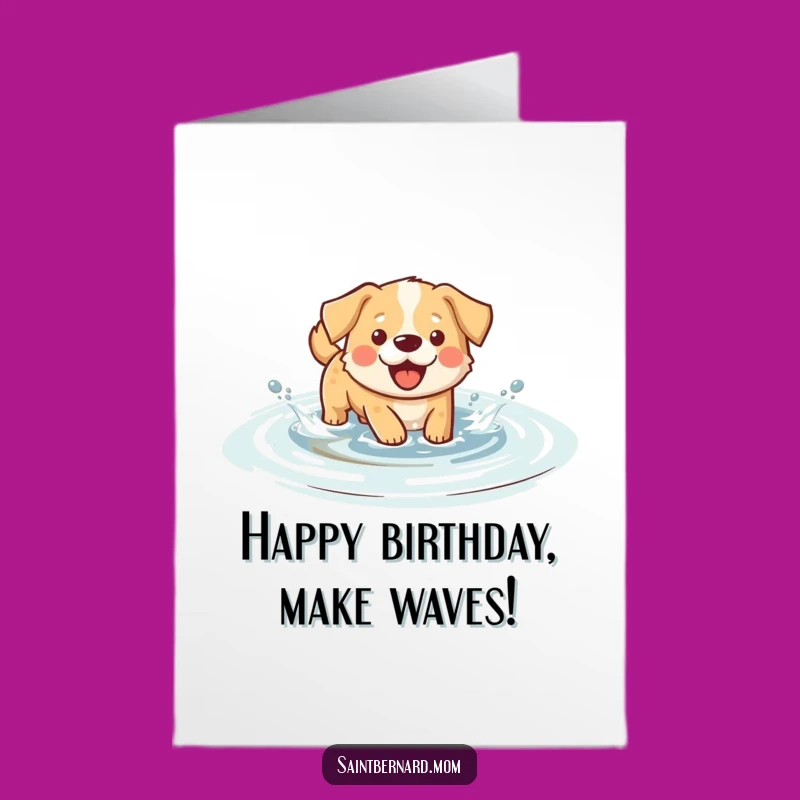 Free Printable Birthday Card: Splashing Dog - Fun Downloadable Gift