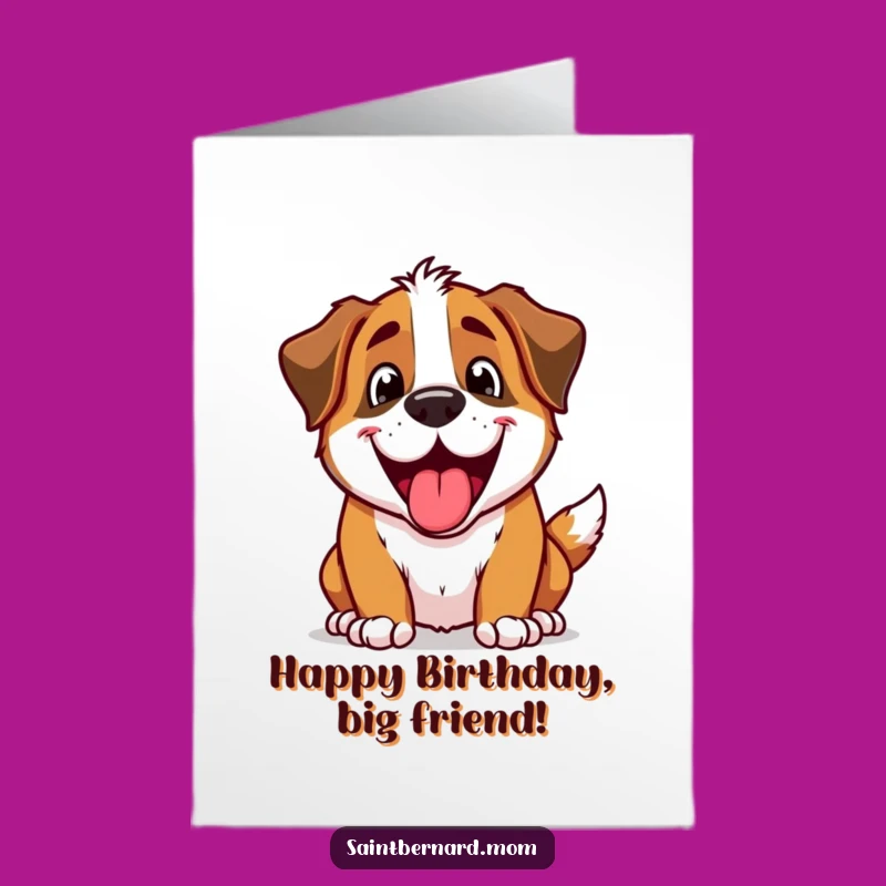 Free Printable Saint Bernard Birthday Card: Funny Dog Panting DIY Downloadable Gift