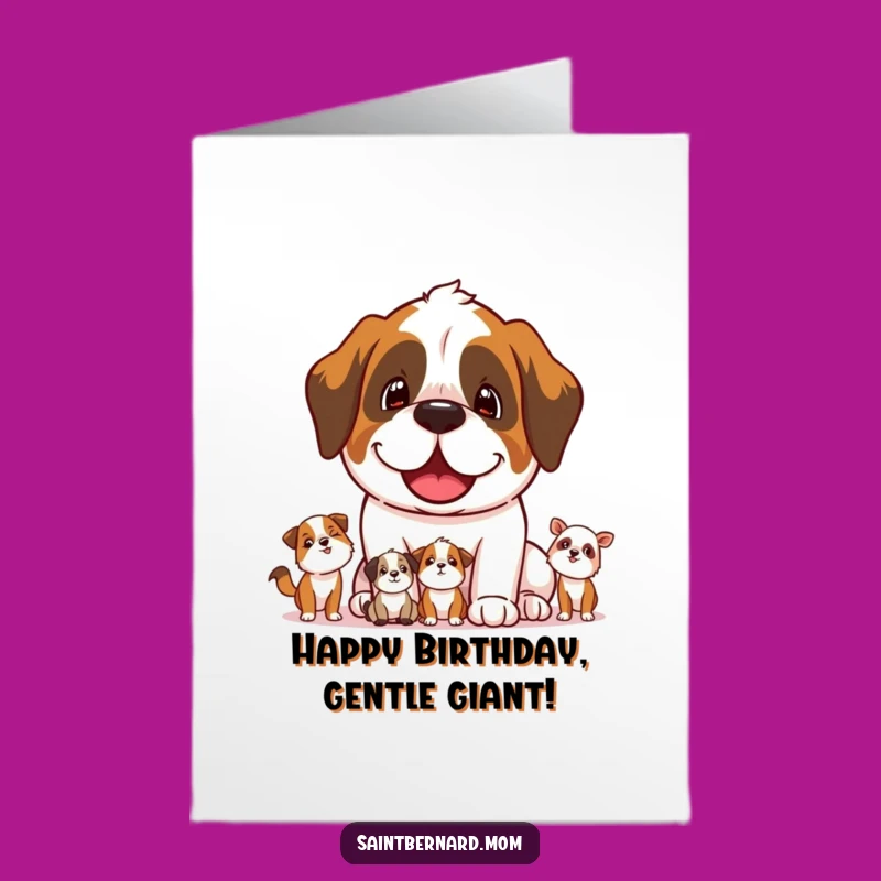 Free Printable Saint Bernard Birthday Card: Funny Dog Protector DIY Downloadable Gift