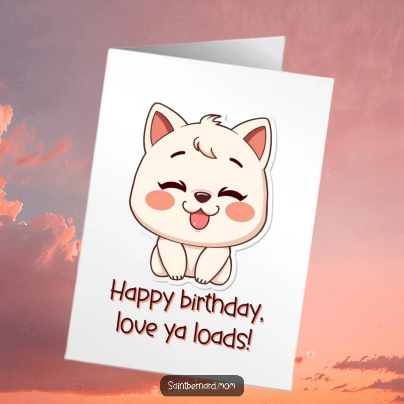 Funny Free Printable Birthday Card: A character grins wide, offering a big, slobbery kiss, a hilarious downloadable greeting.