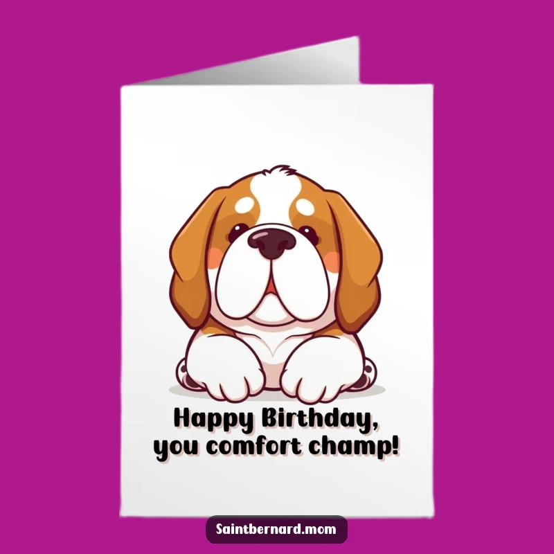 Free Printable Birthday Card: Comforting Saint Bernard Nuzzle - Warm Wishes