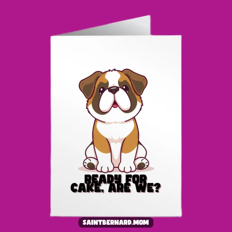 Free Printable Kawaii St Bernard Birthday Card: Attentive Dog Downloadable Gift