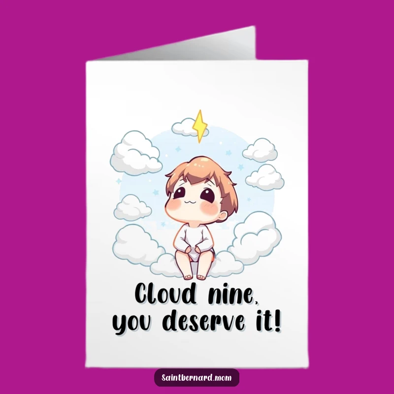 Free Printable Congrats Card: Content Character Cloud Gazing Downloadable Serenity