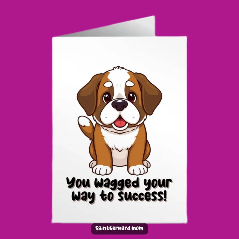 Free Printable Congrats Card: Joyful Kawaii Saint Bernard Wagging Tail