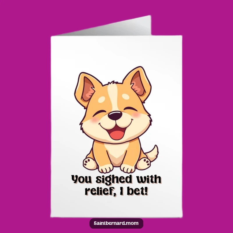 Free Printable Congrats Card: Relaxed Dog Sigh, Humorous Downloadable Greeting for Any Achievement