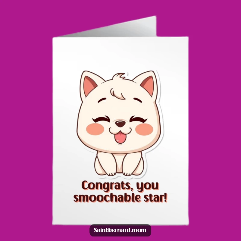 Free Printable Congrats Card: Slobbery Kiss Character Grin Downloadable Joy