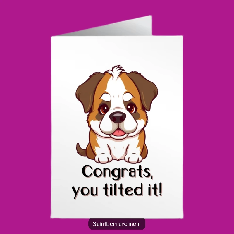 Free Printable Congrats Card: Sweet Saint Bernard Dog, Charming Downloadable Greeting for Any Success