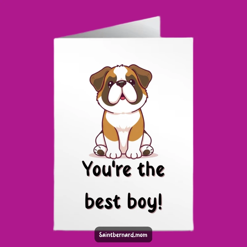 Free Printable Kawaii St Bernard Congrats Card: Attentive Dog Downloadable Gift