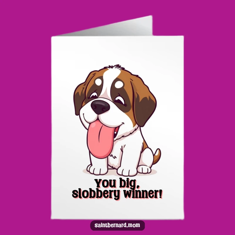 Free Printable Kawaii St Bernard Congrats Card: Slobbery Lick Downloadable Gift