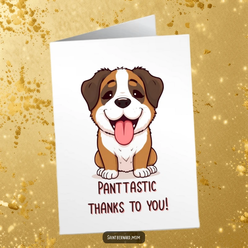 Funny Free Printable Thank You Card: A Saint Bernard lady animal panting happily, expressing sincere gratitude.