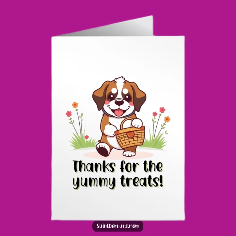 Free Printable Thank You Card: Saint Bernard's Picnic Treat, Funny Downloadable Gift