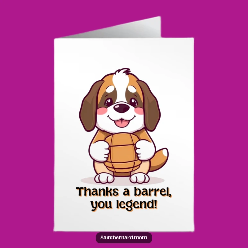 Free Printable Thank You Card: Kawaii Saint Bernard Smiling Barrel Downloadable Gift