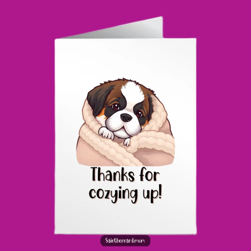 Free Printable Thank You Card: Saint Bernard Puppy Hiding, Cozy Gratitude Expressed