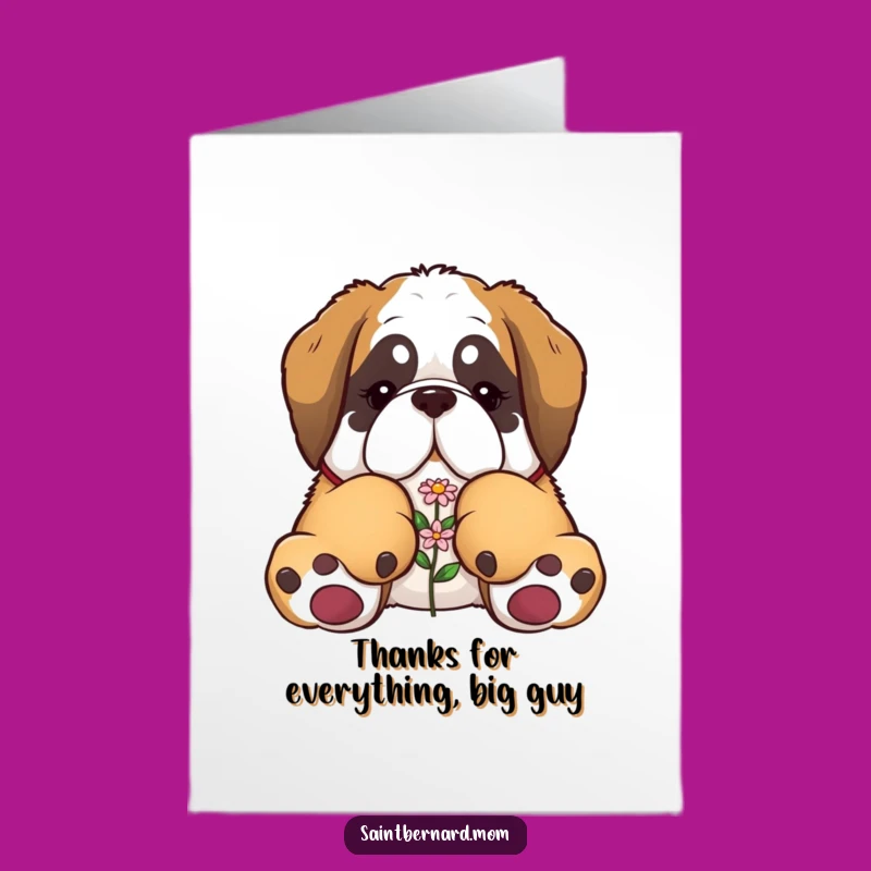 Free Printable Saint Bernard Thank You Card: Gentle Giant's Paws - Funny Dog Downloadable Gift