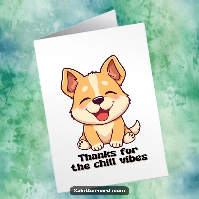 Funny Free Printable Thank You Card: Dog exhaling contentedly, a humorous downloadable expression of gratitude for any occasion.