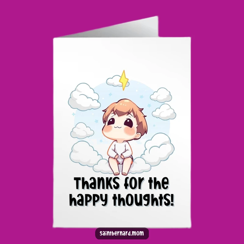 Free Printable Thank You Card: Content Character Cloud Gazing Downloadable Gratitude