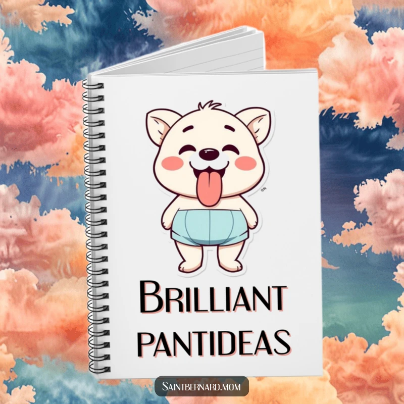Funny notebook cover designed with a character happily panting with tongue out, ready to capture all your joyful thoughts.